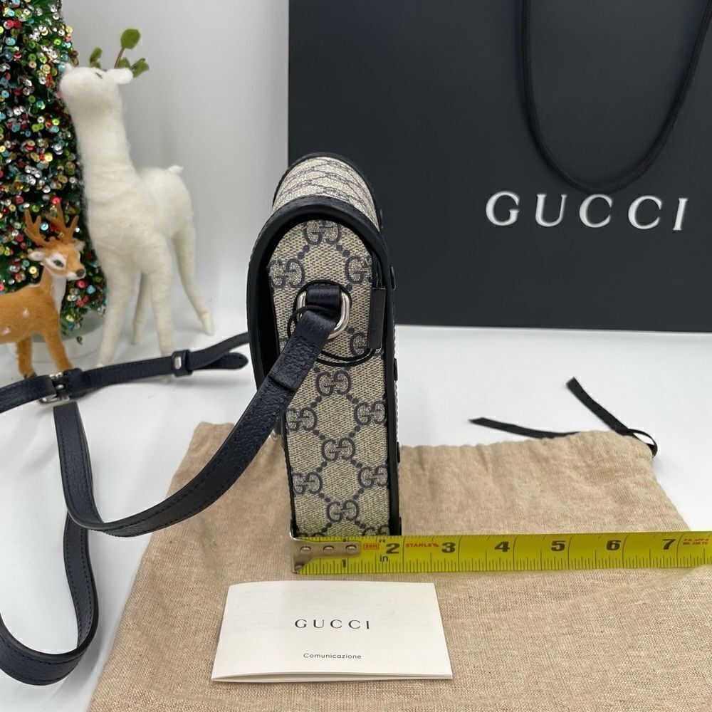 Women’s Gucci GG Supreme monogram horse bit 1955 shoulder bag made in Italy - Picture 5 of 11